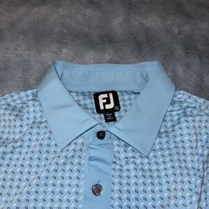 FootJoy Golf Polo Men's XL Navy/Light Blue/White Paisley Lisle Shirt -Osage Nat.